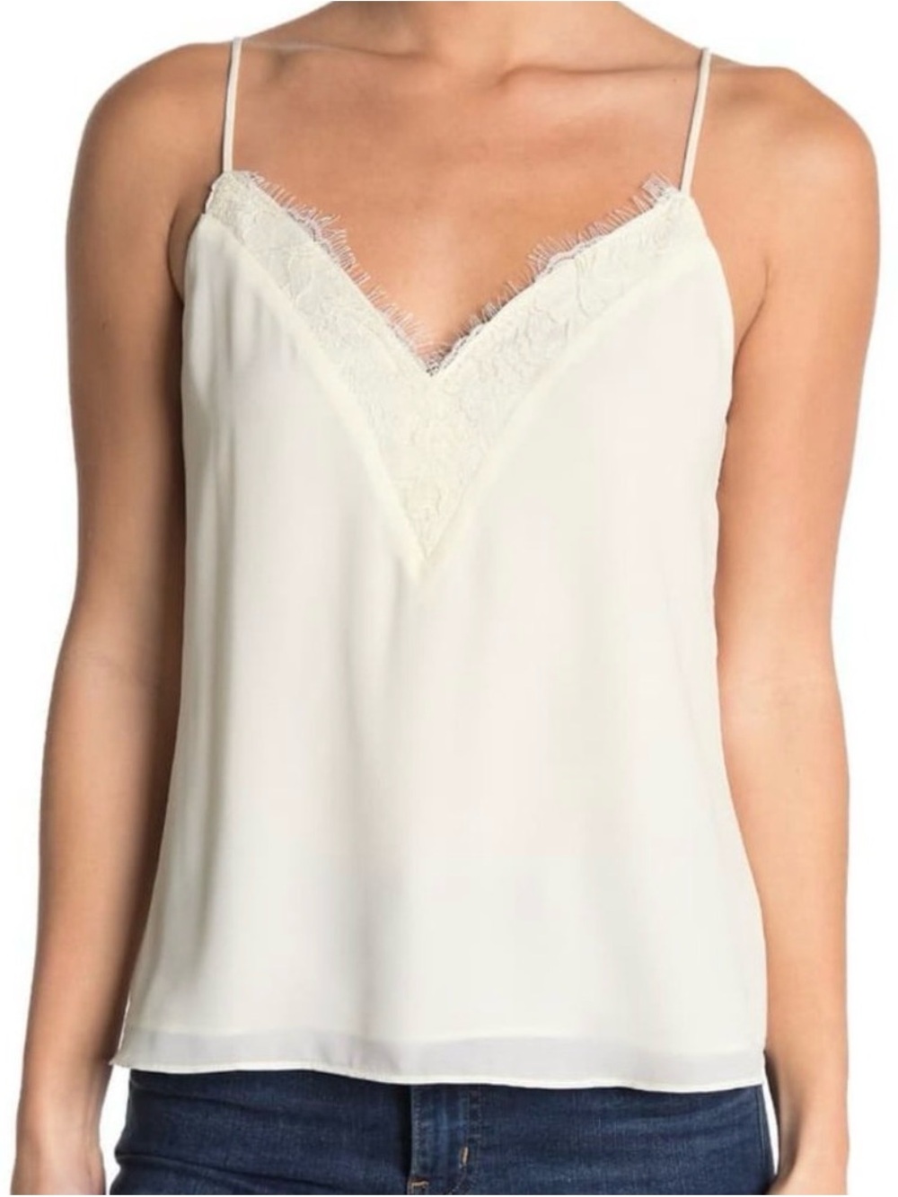 Socialite Cream Lace-Trim V-Neck Camisole